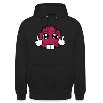Naughty wanker fuck you off insulting middle finger - Unisex Hoodie - black - Front - Alina (178cm) & Michal (187cm)