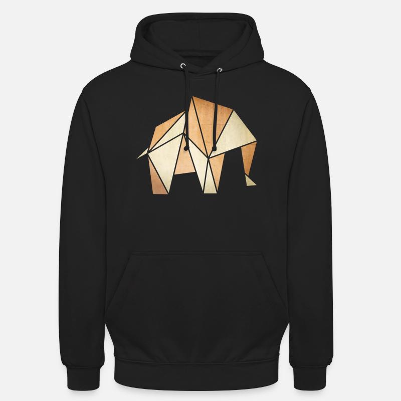 Origami: Elefant (Pergament-Optik) - Sweat-shirt à capuche unisexe - noir