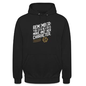 Denken Sie daran, dass Sie jederzeit einen anderen Charakter erstellen können - Unisex Hoodie - Schwarz - Vorne - Alina (178cm) & Michal (187cm)