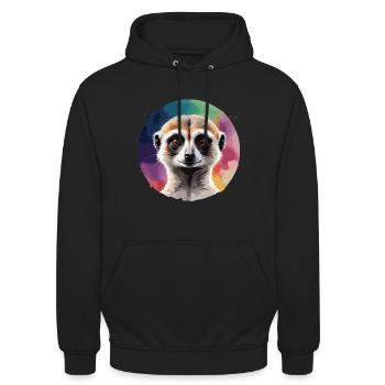 Erdmännchen Buntes cooles Vektor-Design - Unisex Hoodie - Schwarz - Vorne - Alina (178cm) & Michal (187cm)
