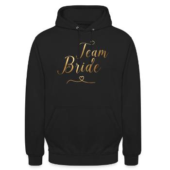 Team Bride - JGA - Wedding - Gold Look - Unisex Hoodie - black - Front - Alina (178cm) & Michal (187cm)