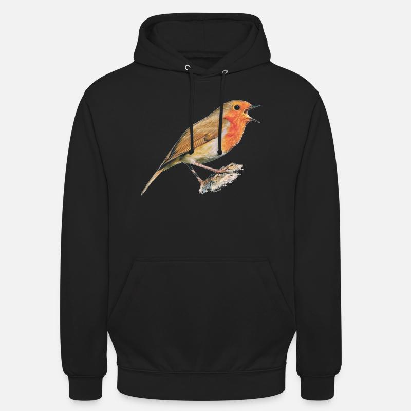 Pettirosso uccello dal tororo rosso - Felpa con cappuccio unisex - nero