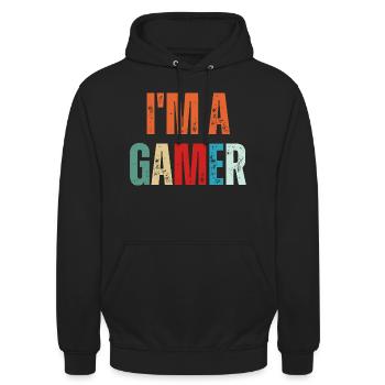 I'm A Gamer - Gaming-Zitat - Unisex Hoodie - Schwarz - Vorne - Alina (178cm) & Michal (187cm)