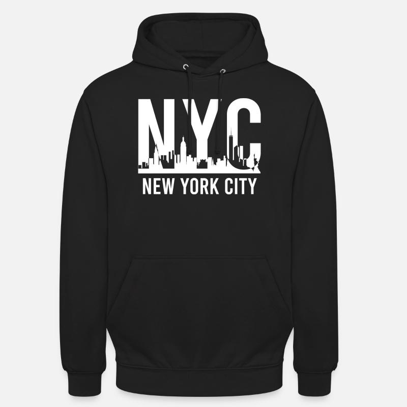 Série NYC Skyline - impression blanche - Sweat-shirt à capuche unisexe - noir