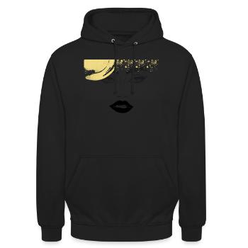 Weiß Golden, Aufregend Dankeschön - Unisex Hoodie - Schwarz - Vorne - Alina (178cm) & Michal (187cm)
