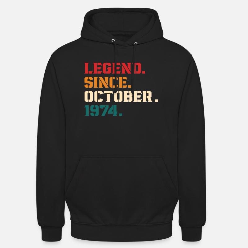 Legend Since October 1974 - Sweat-shirt à capuche unisexe - noir