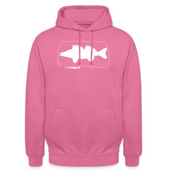 Zander mit Gummifisch - Unisex Hoodie - Pink - Vorne - Alina (178cm) & Michal (187cm)