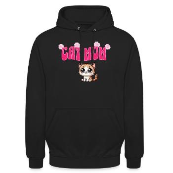 Cats Mom - Unisex Hoodie - black - Front - Alina (178cm) & Michal (187cm)