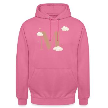 Buchstabe m bewölkt Sterne - Unisex Hoodie - Pink - Vorne - Alina (178cm) & Michal (187cm)