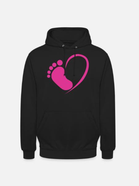Baby foot heart pink - Unisex Hoodie - black