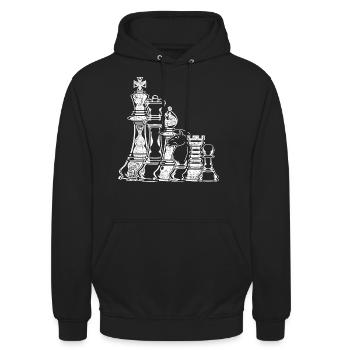 Schach - Unisex Hoodie - Schwarz - Vorne - Alina (178cm) & Michal (187cm)