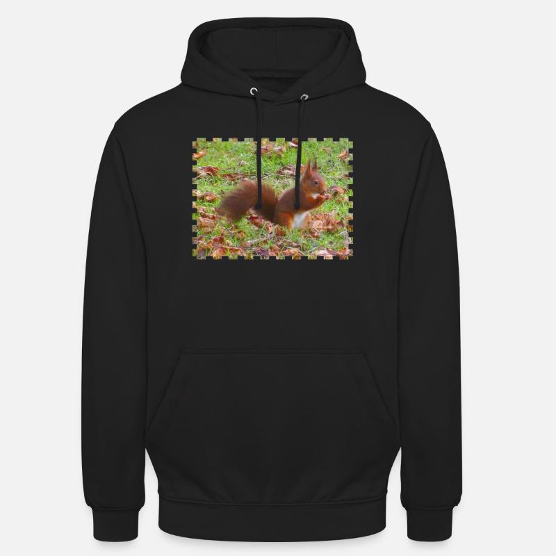 Ecureuil avec une noisette - Sweat-shirt à capuche unisexe - noir