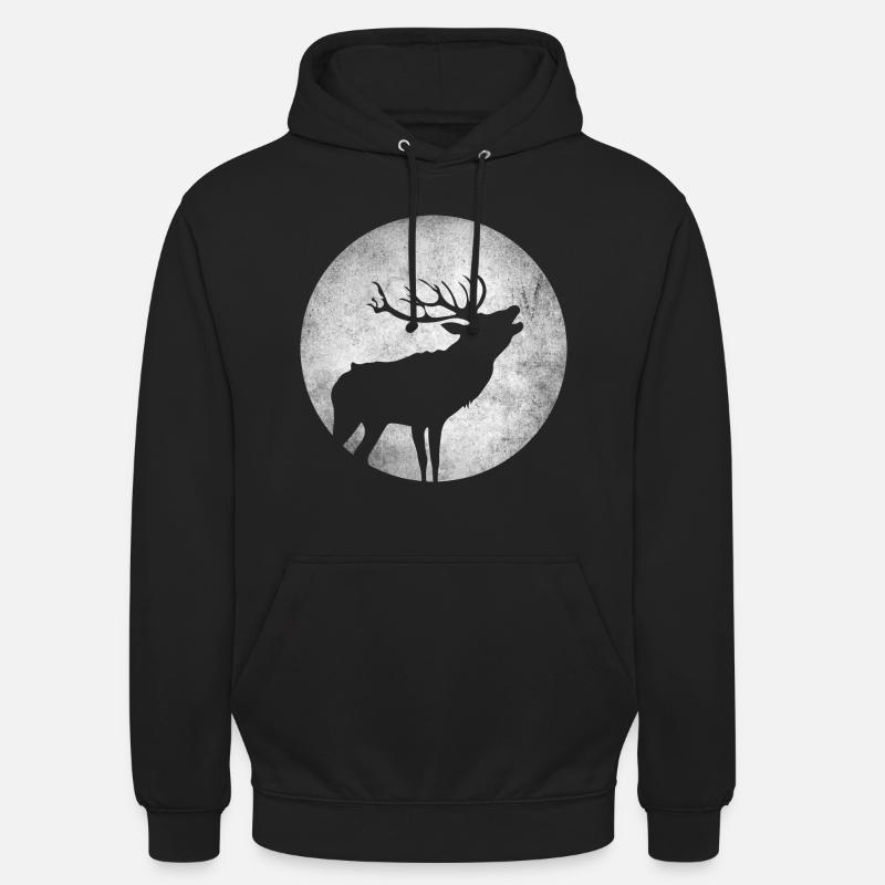 Hirsch Brunftzeit weiß Geschenk - Unisex Hoodie - Schwarz