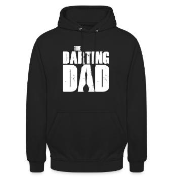 Der Dart spielende Vater Dartpfeil Geschenk - Unisex Hoodie - Schwarz - Vorne - Alina (178cm) & Michal (187cm)