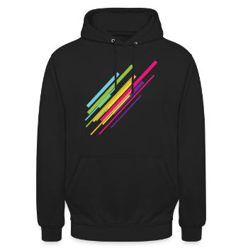Regenbogen Linien bunte Farbe Geschenkidee Kusnt - Unisex Hoodie - Schwarz - Vorne - Alina (178cm) & Michal (187cm)