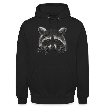 Waschbär - Unisex Hoodie - Schwarz - Vorne - Alina (178cm) & Michal (187cm)