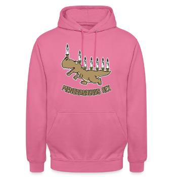 Menorasaurus Rex - gift idea Jews, Chanuka - Unisex Hoodie - pink - Front - Alina (178cm) & Michal (187cm)