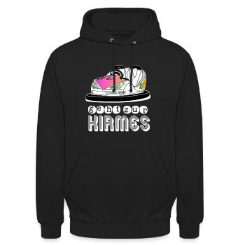 Kirmes Fahrgeschäft autoscooter Boxauto - Unisex Hoodie - Schwarz - Vorne - Alina (178cm) & Michal (187cm)
