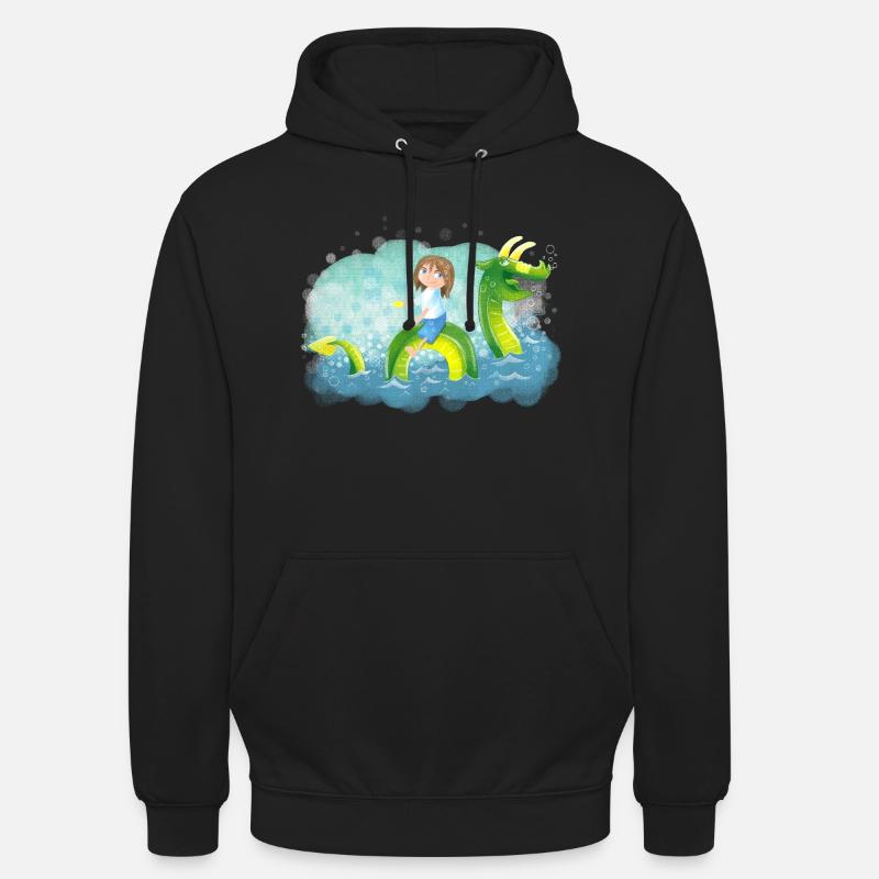 Mädchen Drachen reiten - Unisex Hoodie - Schwarz