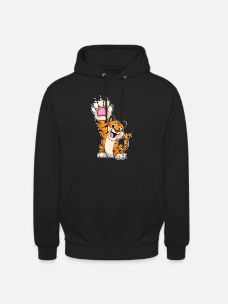 Lustiger Tiger High five - Unisex Hoodie - Schwarz