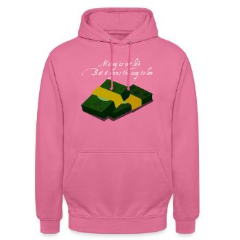 l'argent n'est pas la vie - Sweat-shirt à capuche unisexe - rose - Devant - Alina (178cm) & Michal (187cm)