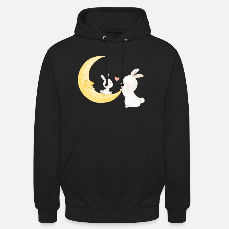 Maman avec bébé lapin - Sweat-shirt à capuche unisexe - noir