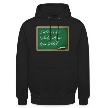 Lieber ein bisschen Schule als gar kein Schlaf - Unisex Hoodie - Schwarz - Vorne - Alina (178cm) & Michal (187cm)