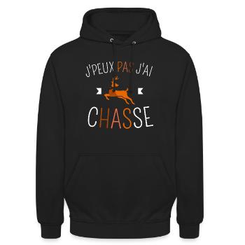 J peux pas j ai Chasse - Sweat-shirt à capuche unisexe - noir - Devant - Alina (178cm) & Michal (187cm)