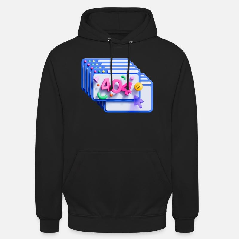 Code d’erreur 404, 3D - Sweat-shirt à capuche unisexe - noir