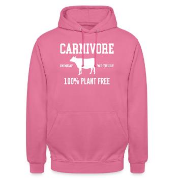 Carnivore Meat Eater Anti Vegan Cool Saying - Unisex Hoodie - pink - Front - Alina (178cm) & Michal (187cm)