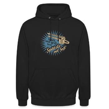 Spätzle mit Soß' - Unisex Hoodie - Schwarz - Vorne - Alina (178cm) & Michal (187cm)