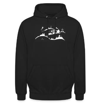 Doris Brocken Ver02 white - Unisex Hoodie - Schwarz - Vorne - Alina (178cm) & Michal (187cm)
