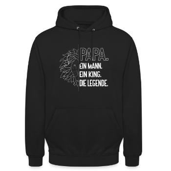 Papa King – Starker Vater Löwen Design - Unisex Hoodie - Schwarz - Vorne - Alina (178cm) & Michal (187cm)