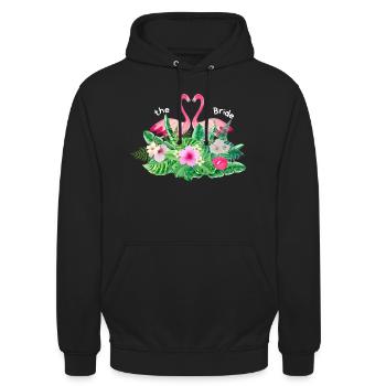 Der Flanschflamingo tropisch - Unisex Hoodie - Schwarz - Vorne - Alina (178cm) & Michal (187cm)