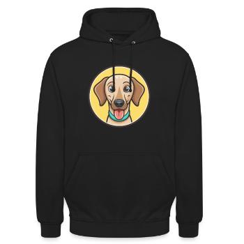 Sloughi Hunderasse Zeichentrickfigur Kawaii Clipart - Unisex Hoodie - Schwarz - Vorne - Alina (178cm) & Michal (187cm)