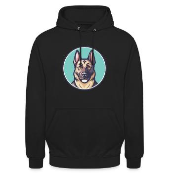 Aryan Molosse Chien Race Dessin animé Kawaii Clipart - Sweat-shirt à capuche unisexe - noir - Devant - Alina (178cm) & Michal (187cm)