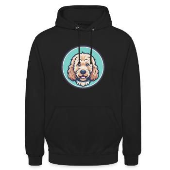 Cockapoo Chien Race Coloré Dessin animé Kawaii Clipart - Sweat-shirt à capuche unisexe - noir - Devant - Alina (178cm) & Michal (187cm)