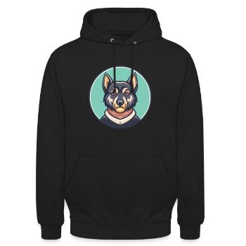 Molosse D’épire Chien Race Dessin Animé Kawaii - Sweat-shirt à capuche unisexe - noir - Devant - Alina (178cm) & Michal (187cm)