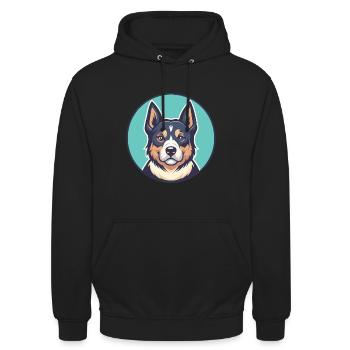 Molosse Chien Race Coloré Dessin animé Kawaii Clipart - Sweat-shirt à capuche unisexe - noir - Devant - Alina (178cm) & Michal (187cm)