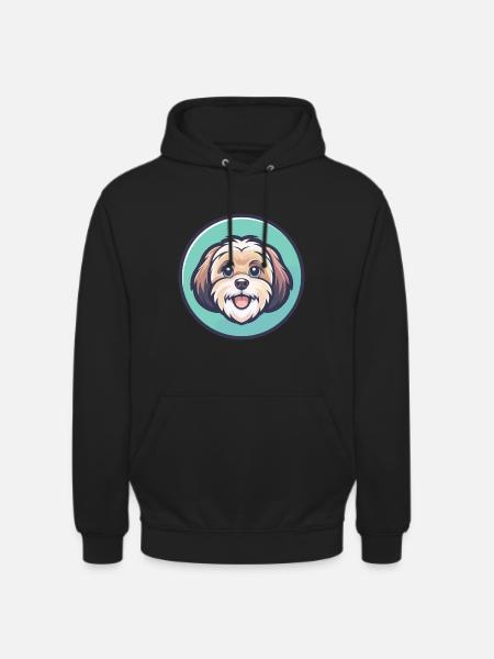 ShihPoo Dog Breed Cartoon Character Kawaii Clipart - Unisex Hoodie - black