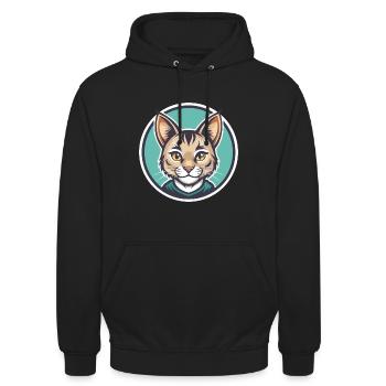 Pixie Bob Katze Rasse Cartoon Kawaii Tier Haustier - Unisex Hoodie - Schwarz - Vorne - Alina (178cm) & Michal (187cm)