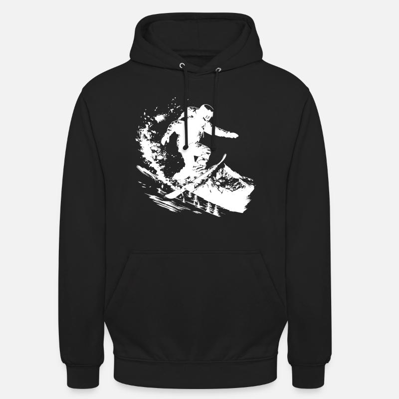 Dessin de snowboarder - Sweat-shirt à capuche unisexe - noir