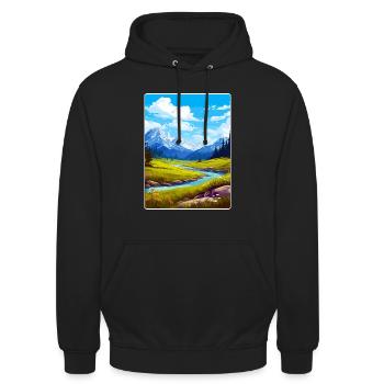 Glacier County Montana Reiseposter Souvenir WPA - Unisex Hoodie - Schwarz - Vorne - Alina (178cm) & Michal (187cm)