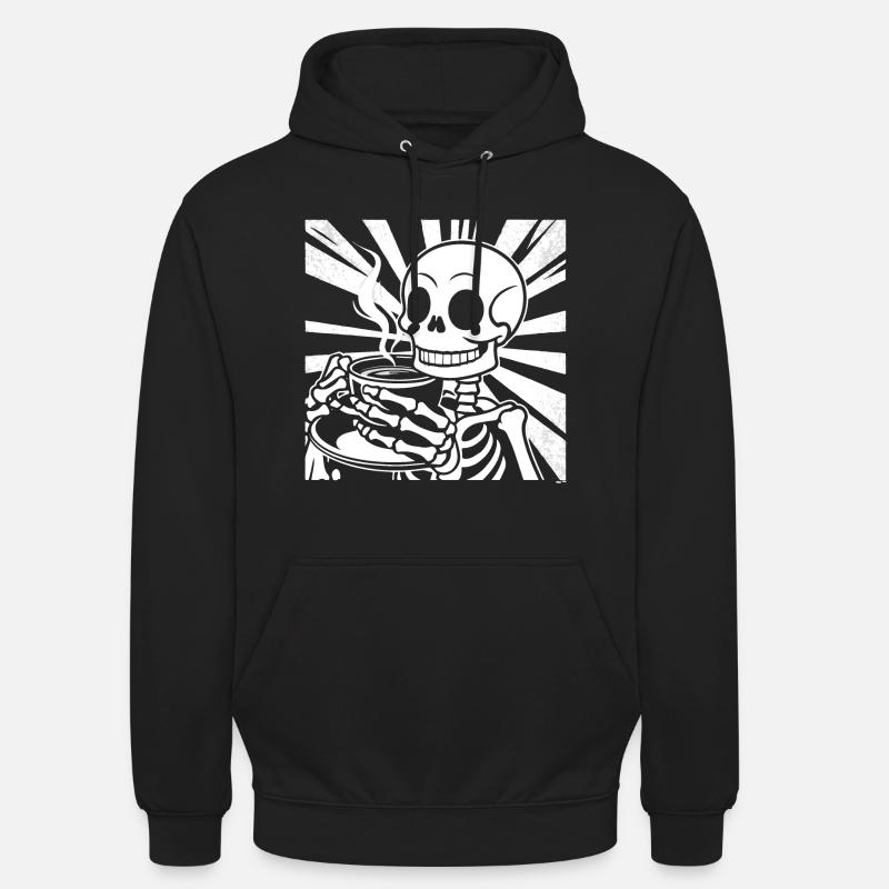 Squelette buvant du café - Sweat-shirt à capuche unisexe - noir