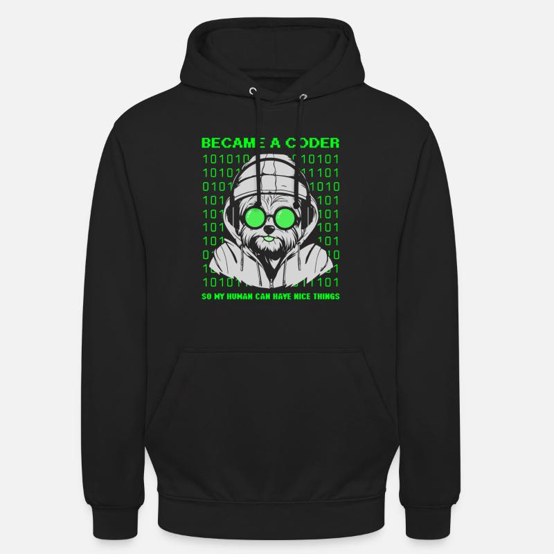 Became a Coder – Cyber Dog Binary - Unisex Hoodie - black