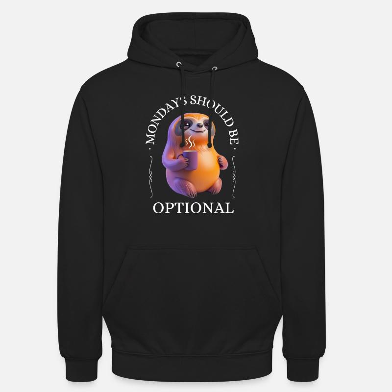 Monday grouch – coffee-drinking sloth - Unisex Hoodie - black