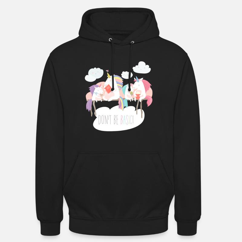 Einhorn don't be basic statement - Unisex Hoodie - Schwarz