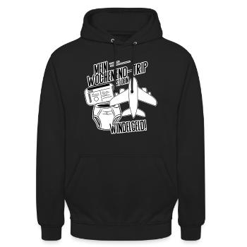 Mein Wochenendtrip ist dein Windelgeld – DINK Life - Unisex Hoodie - Schwarz - Vorne - Alina (178cm) & Michal (187cm)
