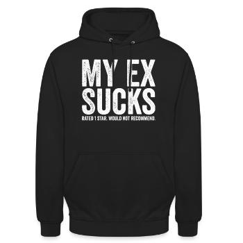 Mon ex est stupide – Design effronté avec humour - Sweat-shirt à capuche unisexe - noir - Devant - Alina (178cm) & Michal (187cm)