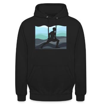 Workout Fitness Fitnesstraining - Unisex Hoodie - Schwarz - Vorne - Alina (178cm) & Michal (187cm)